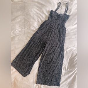 Smocked Jersey Cami Jumpsuit - Black Dot